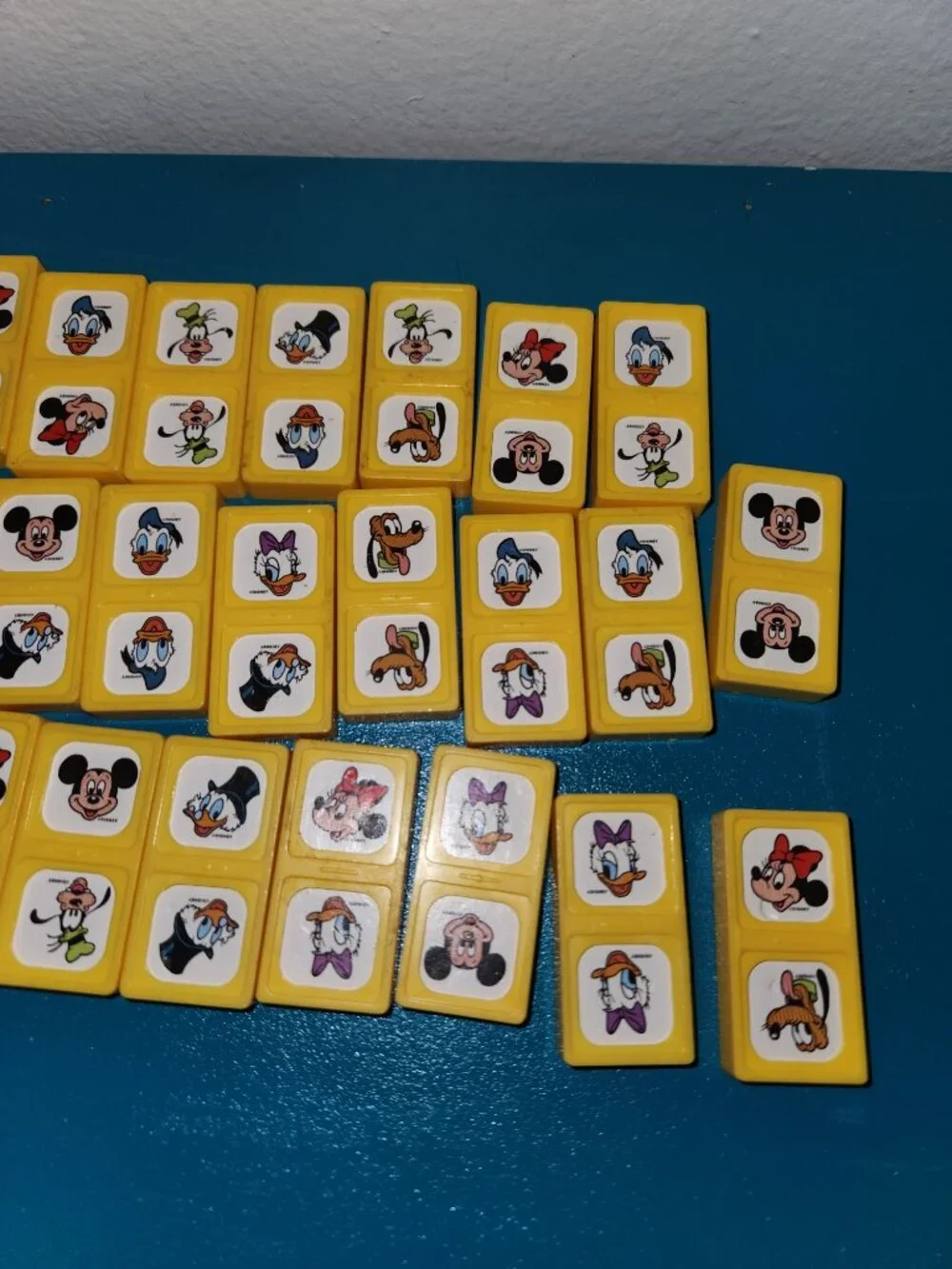 Vintage Disney Character Plastic Dominoes Mickey Donald Daisy Pluto Goofy Lot